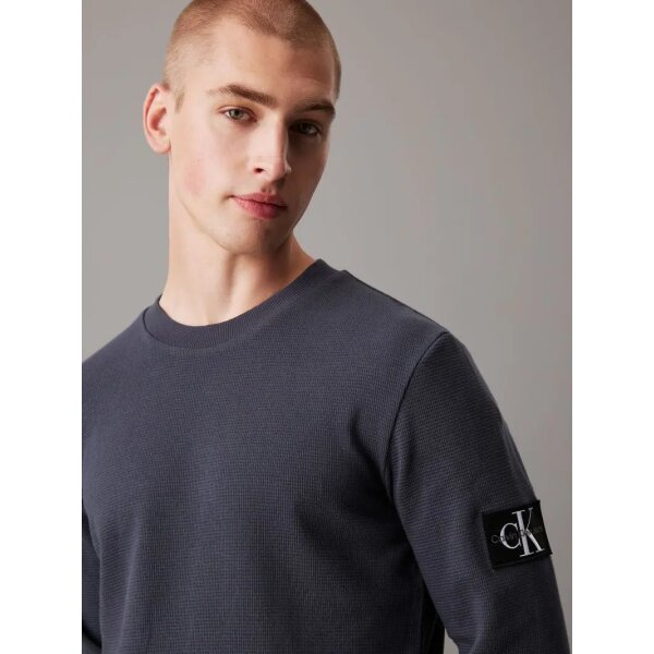 Ανδρική Μπλούζα CALVIN KLEIN J30J323485 BADGE WAFFLE LS Μπλε - Image 2
