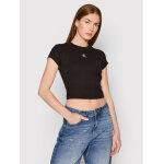 Γυναικεία Μπλούζα CALVIN KLEIN SLIM CROPPED RIBBED T-SHIRT BLACK J20J218337-BEH