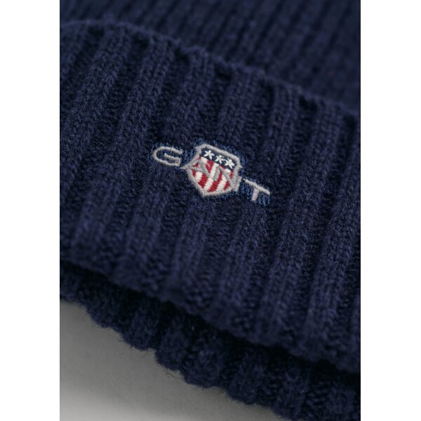 gant-shield-wool-beanie-marine Ανδρικός Σκούφος GANT UNISEX SHIELD WOOL BEANIE 9910023 Μπλε - Image 2