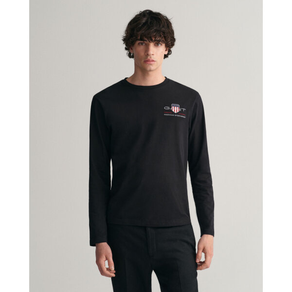 time__1690882566__202303-2004058-005-model-fv-1 Ανδρική Μπλούζα GANT MEDIUM ARCHIVE SHIELD 2004058 Μαύρο - Image 3