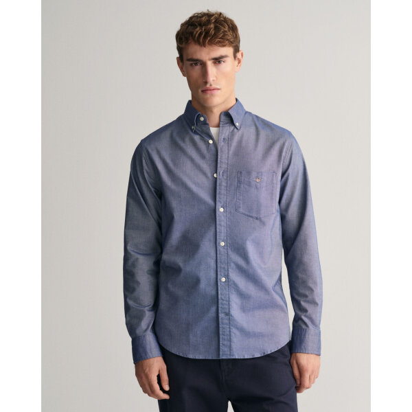 time__1701858644__202401-3000200-423-model-fv-1 Ανδρικό Πουκάμισο GANT REG OXFORD SHIRT 3000200 Μπλε - Image 4