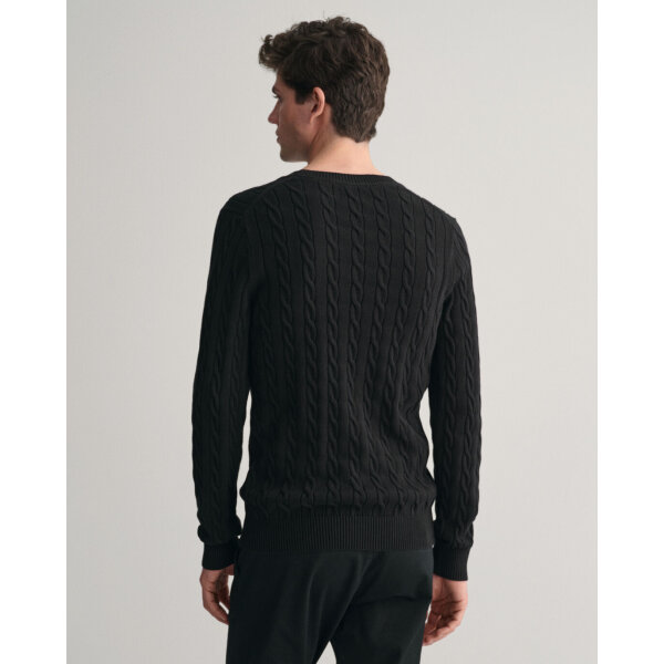 time__1713114036__202402-8050601-005-model-bv-1 Ανδρικό Πλεκτό GANT COTTON CABLE C-NECK 8050601 Μαύρο - Image 3