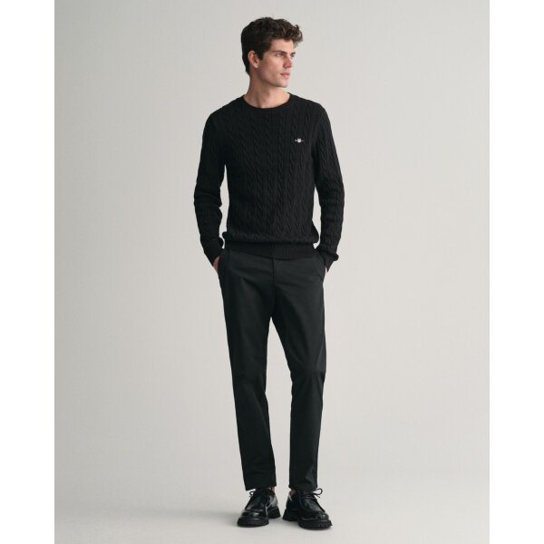 time__1713114038__202402-8050601-005-look-fv-1 Ανδρικό Πλεκτό GANT COTTON CABLE C-NECK 8050601 Μαύρο - Image 4