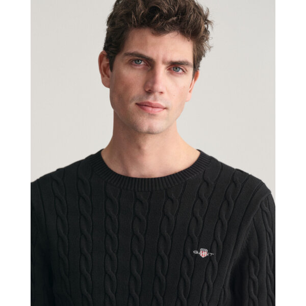 time__1713114040__202402-8050601-005-crmodel-fv-1 Ανδρικό Πλεκτό GANT COTTON CABLE C-NECK 8050601 Μαύρο - Image 5