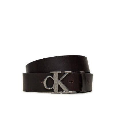 Ανδρική Ζώνη CALNIN KLEIN ROUND MONO PLAQUE LTHR BELT 35 K50K512068 Καφέ