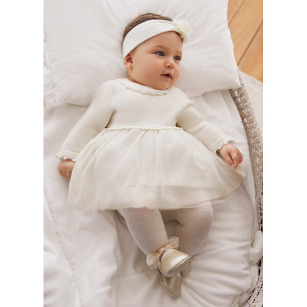 14-02806-080-M-1 Φόρεμα συνδυασμένο τούλι χρυσόσκονη Νεογέννητο 14-02806-080 Mayoral - Image 1