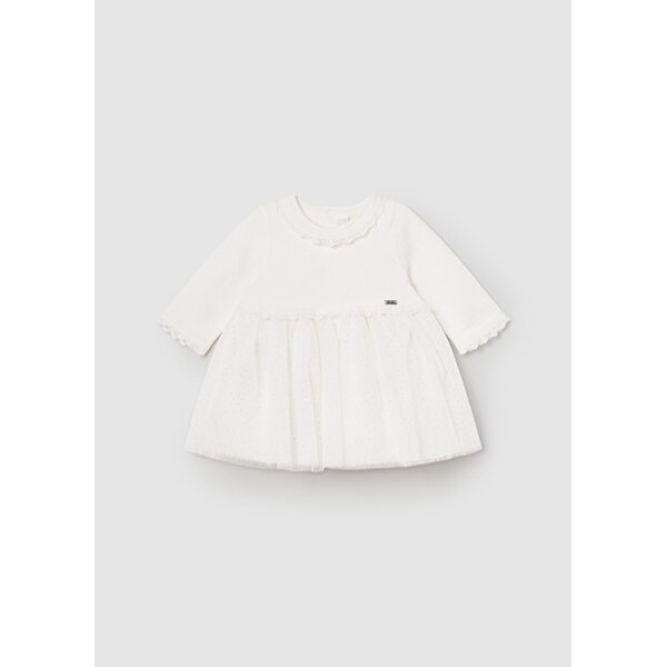 Φόρεμα συνδυασμένο τούλι χρυσόσκονη Νεογέννητο 14-02806-080 Mayoral - Image 3