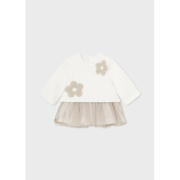 Φόρεμα συνδυασμένο τούλι Νεογέννητο 14-02811-041 Mayoral - Image 4