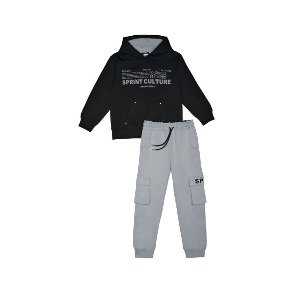 242-3033 BLACK A Σετ Φόρμα με Κουκούλα Sprint Αγόρι 242-3033-200 Μαύρο - Image 1