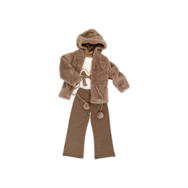 38307 Παιδικό Σετ  παντελόνι καμπάνα, μπλούζα και γούνινο μπουφάν  New College 45-38307 - Image 1