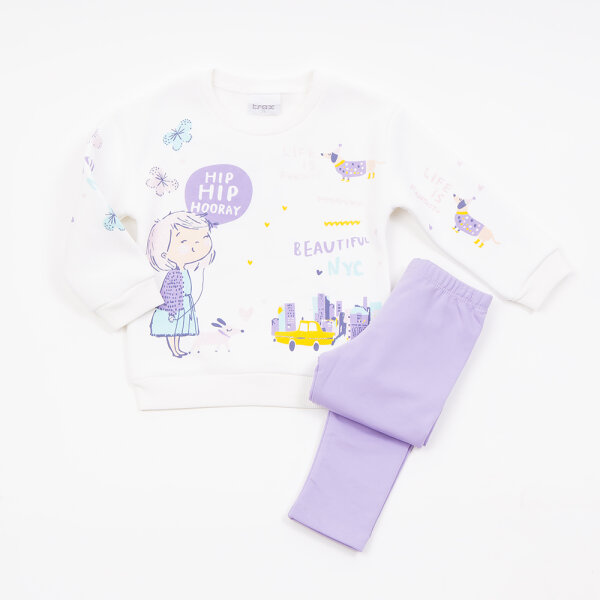 46714.7.1 Σετ λιλά κολάν/εκρού μπλούζα Κορίτσι1-6 Ετών 46714 - Image 1