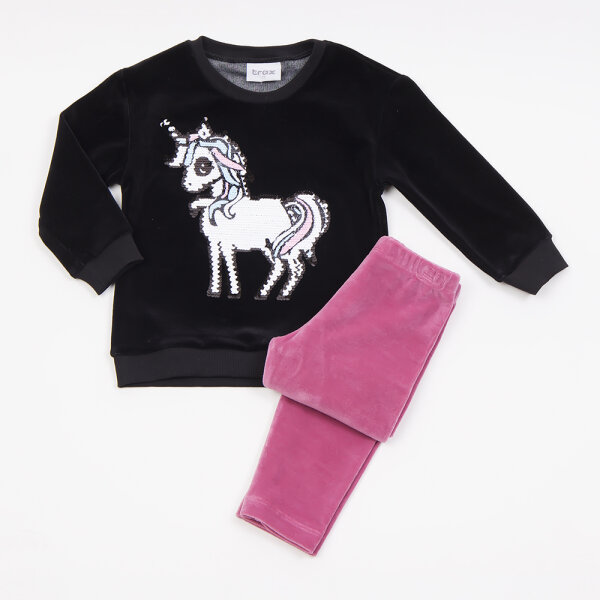 46740.2.1 Σετ ροζ κολάν/μαύρη μπλούζα Βελουτέ Κορίτσι1-6 Ετών 46740 - Image 1