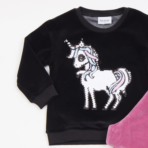 Σετ ροζ κολάν/μαύρη μπλούζα Βελουτέ Κορίτσι1-6 Ετών 46740 - Image 2