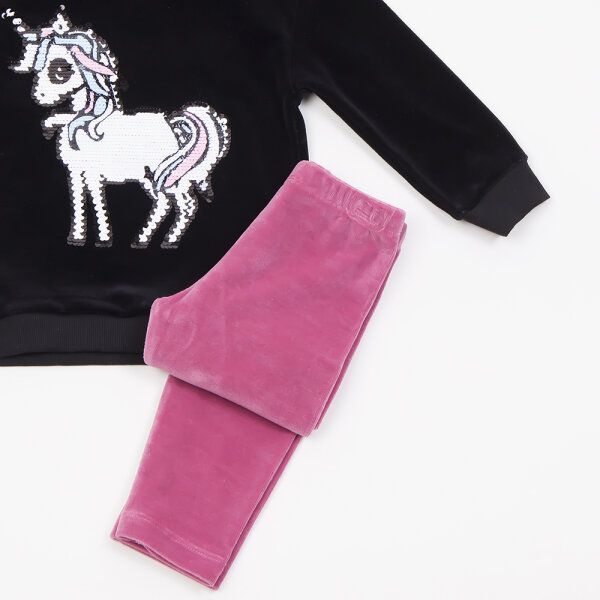 Σετ ροζ κολάν/μαύρη μπλούζα Βελουτέ Κορίτσι1-6 Ετών 46740 - Image 3