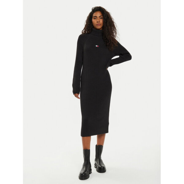 tommy-jeans-phorema-uphasmatino-tjw-mockneck-badge-dw0dw19815-mauro-regular-fit-0000304074363 (1) Γυναικείο Φόρεμα Πλεχτό Tjw Mockneck Badge DW0DW19815 Μαύρο Regular Fit - Image 3
