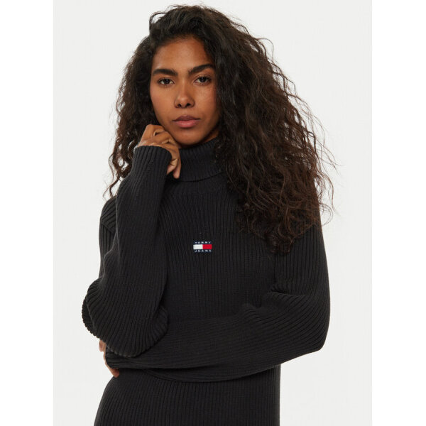 tommy-jeans-phorema-uphasmatino-tjw-mockneck-badge-dw0dw19815-mauro-regular-fit-0000304074363 (3) Γυναικείο Φόρεμα Πλεχτό Tjw Mockneck Badge DW0DW19815 Μαύρο Regular Fit - Image 5