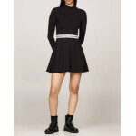 Γυναικείο TOMMY JEANS TJW TAPING MOCKNCK FIT&FLARE EXT DW0DW18723-BDS Μαύρο