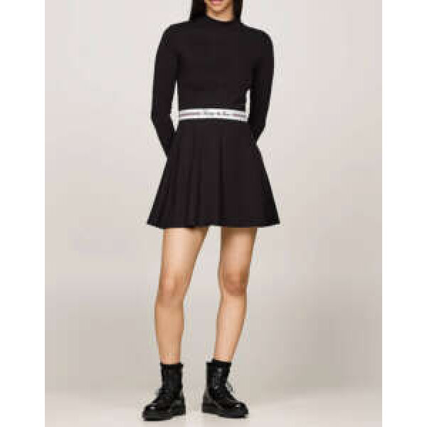 1862650 Γυναικείο TOMMY JEANS TJW TAPING MOCKNCK FIT&FLARE EXT DW0DW18723-BDS Μαύρο - Image 1