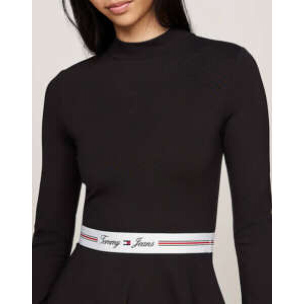 1862650_3 Γυναικείο TOMMY JEANS TJW TAPING MOCKNCK FIT&FLARE EXT DW0DW18723-BDS Μαύρο - Image 4