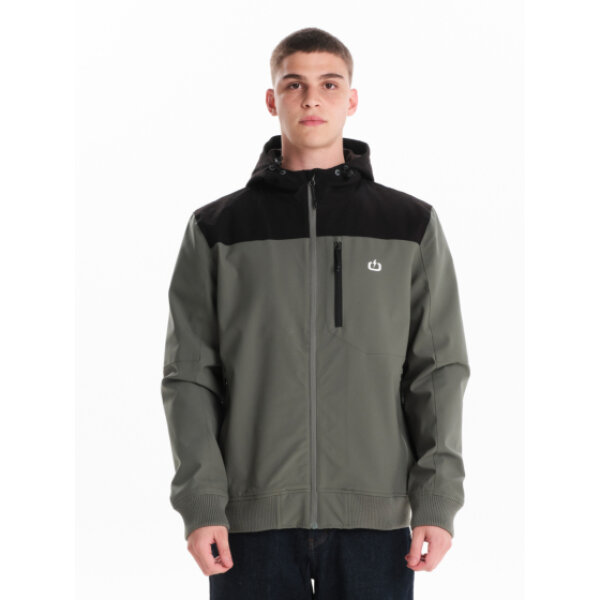 242.EM10.18-OLIVE-BLACK_1 Ανδρικό μπουφάν bomber με κουκούλα EMERSON 242.EM10.18 χακί - Image 1