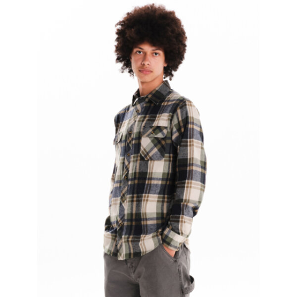 242.EM60.80-BLUE-BLACK-OLIVE_2 Ανδρικό πουκάμισο καρό φανέλα EMERSON 242.EM60.80 πράσινο - Image 3