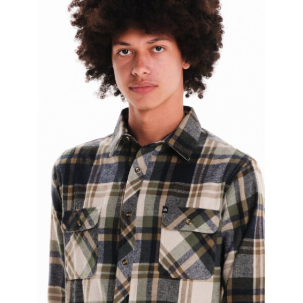 242.EM60.80-BLUE-BLACK-OLIVE_6 Ανδρικό πουκάμισο καρό φανέλα EMERSON 242.EM60.80 πράσινο - Image 2