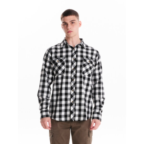 Ανδρικό πουκάμισο καρό φανέλα EMERSON 242.EM60.80 λευκό - Image 1