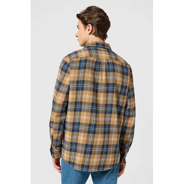 Ανδρικό πουκάμισο μακρυμάνικο καρό Wrangler 112357225 καφέ - Image 2