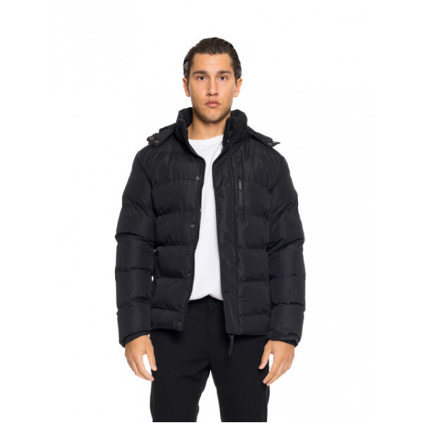 52-201-080#010#1-492x639 Ανδρικό κοντό μπουφάν με αποσπώμενη κουκούλα Biston fashion 52-201-080 μαύρο - Image 1