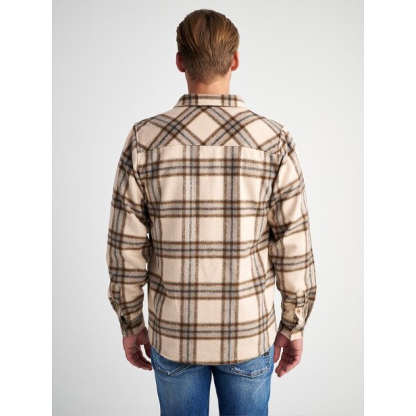 61-101.052.Ν0000-3-600x800 Ανδρικό πουκάμισο καρέ STAFF GALLERY 61-016.052 μπεζ - Image 3