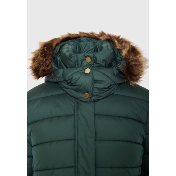 Γυναικείο Καπιτονέ puffer μπουφάν με αποσπώμενη γούνα FBL010-100-01 DK GREEN - Image 3