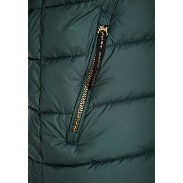 Γυναικείο Καπιτονέ puffer μπουφάν με αποσπώμενη γούνα FBL010-100-01 DK GREEN - Image 4