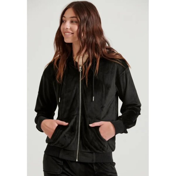 Γυναικείο Βελουτέ ζακέτα με κουκούλα Μαυρό FBL010-100-06  FUNKY BUDDHA - Image 3