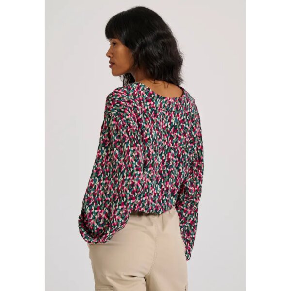 FBL010-112-05_DK_GREEN_4 Γυναικείο Εμπριμέ πουκάμισο με μπροστινό δέσιμο με κόμπο FBL010-112-05 FUNKY BUDDHA - Image 5