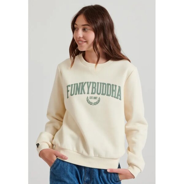 FBL010-115-06_CHALK_1 Γυναικείο φούτερ με embossed τύπωμα στο στήθος CHALK FBL010-115-06 FUNKY BUDDHA - Image 1