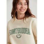 Γυναικείο φούτερ με embossed τύπωμα στο στήθος CHALK FBL010-115-06 FUNKY BUDDHA - Image 3