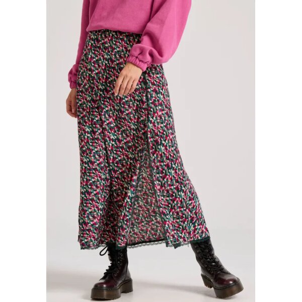 FBL010-116-14_DK_GREEN_1 Γυναικεία Εμπριμέ μίντι φούστα με άνοιγμα στο πλάι FBL010-116-14 FUNKY BUDDHA - Image 1