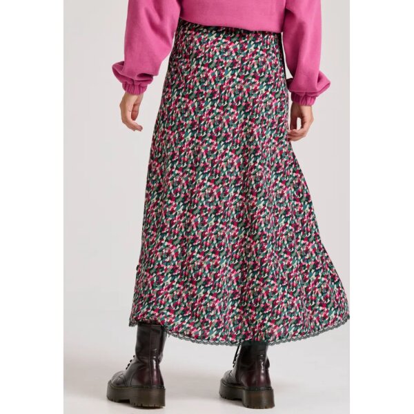 FBL010-116-14_DK_GREEN_4 Γυναικεία Εμπριμέ μίντι φούστα με άνοιγμα στο πλάι FBL010-116-14 FUNKY BUDDHA - Image 3