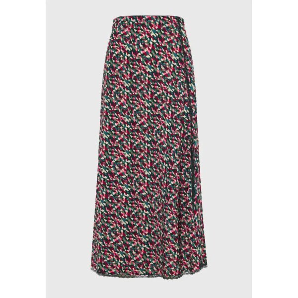 FBL010-116-14_DK_GREEN_6 Γυναικεία Εμπριμέ μίντι φούστα με άνοιγμα στο πλάι FBL010-116-14 FUNKY BUDDHA - Image 4