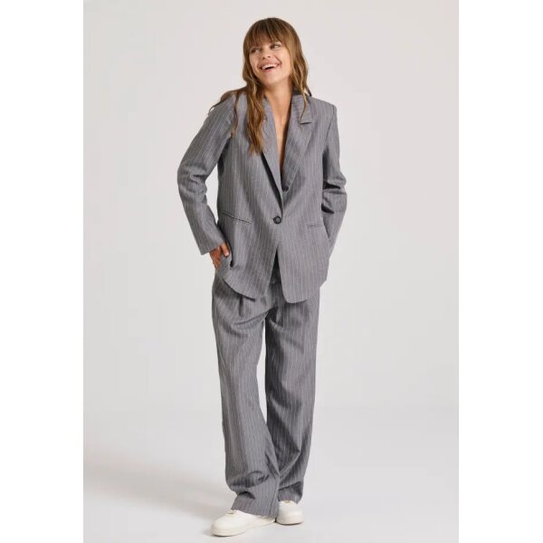 FBL010-117-01_DK_GREY_4 Γυναικείο loose fit σακάκι blazer FUNKY BUDDHA  FBL010-117-01 - Image 5
