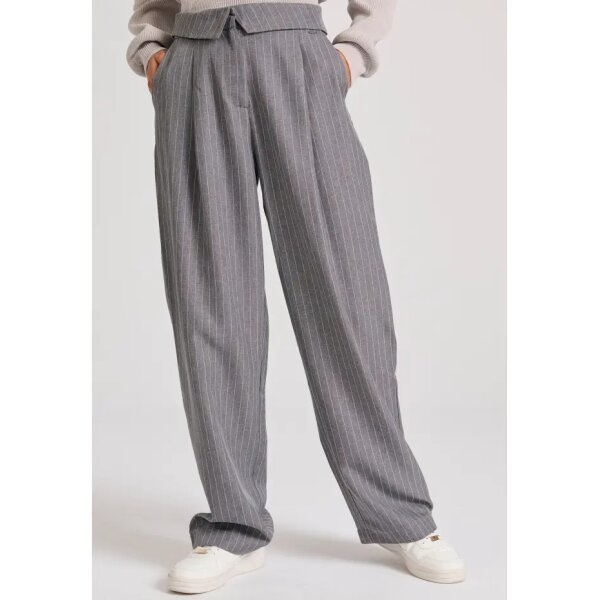 FBL010-124-02_DK_GREY_1 Γυναικέιο Wide leg fit ριγέ casual παντελόνι  FBL010-124-02 FUNKY BUDDHA - Image 1