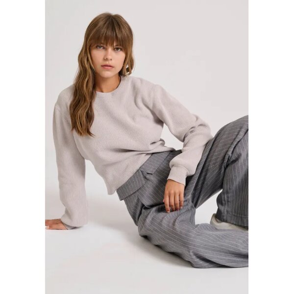 FBL010-124-02_DK_GREY_3 Γυναικέιο Wide leg fit ριγέ casual παντελόνι  FBL010-124-02 FUNKY BUDDHA - Image 3