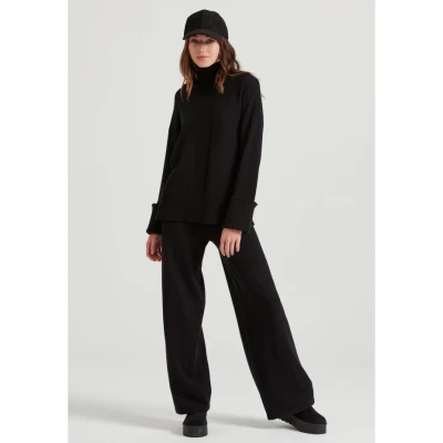 Γυναικείο Πλεκτό casual παντελόνι από βισκόζη FBL010-135-02 BLACK