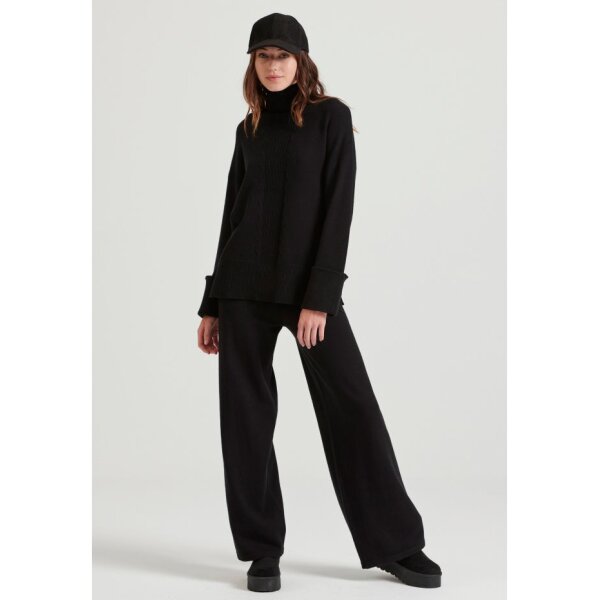 FBL010-135-02_BLACK_3 Γυναικείο Πλεκτό casual παντελόνι από βισκόζη FBL010-135-02 BLACK - Image 1