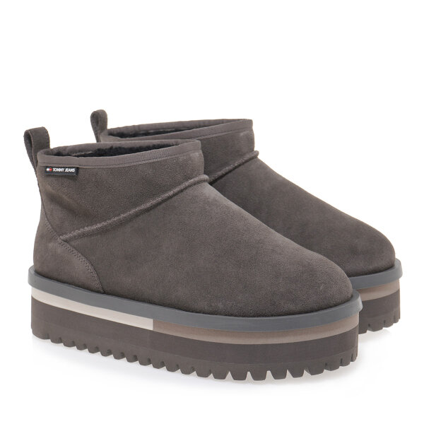 T30162593555_2 Γυναικείο Μποτάκι Δερμάτινο Σε Χρώμα Γκρί TOMMY HILFIGER EN0EN02599 PL0 - Image 3