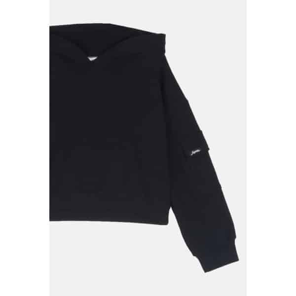 2463505_05_02 Παιδική Μπλούζα Φούτερ Crop για κορίτσι Joyce 2463505 Μαύρη - Image 2