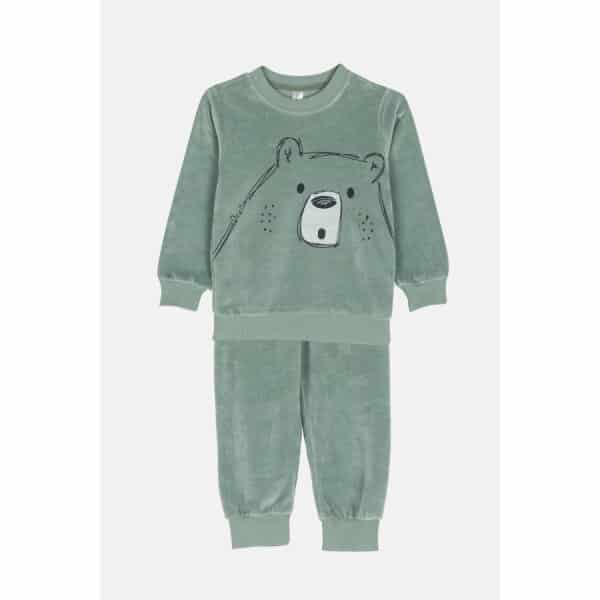 2474102_04 Παιδική Πυτζάμα βελούδο mini αγόρι Dreams 2474102 Μέντα - Image 1