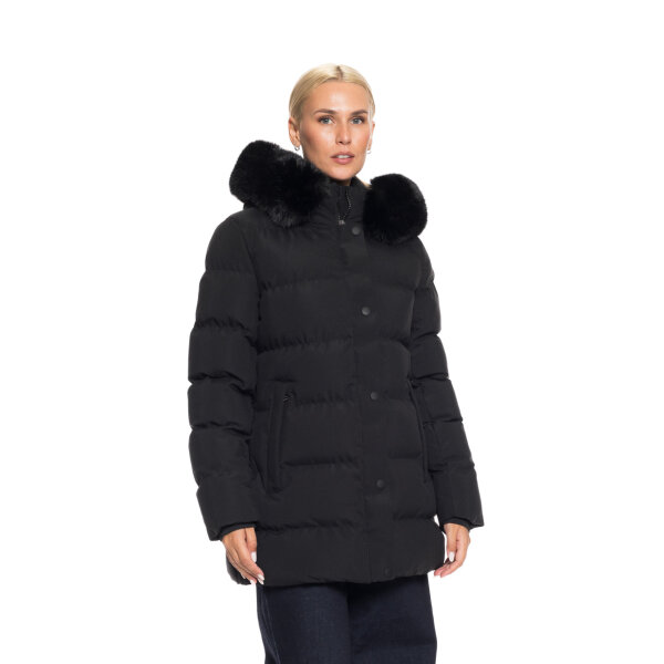 Γυναικείο κοντό μπουφάν με αποσπώμενη κουκούλα Biston fashion Μαύρο Plus Size 52-101-099 - Image 2