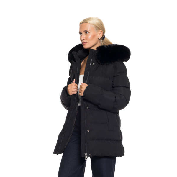 Γυναικείο κοντό μπουφάν με αποσπώμενη κουκούλα Biston fashion Μαύρο Plus Size 52-101-099 - Image 3