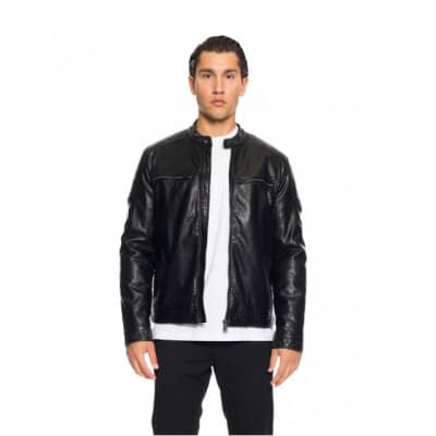 Ανδρικό μπουφάν από δερματίνη 52-201-105 Biston fashion μαύρο